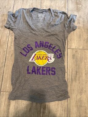 Los Angeles Lakers Gray V-Neck Tee with Purple & Yellow Logo